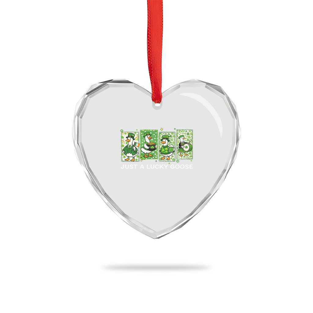 Just A Lucky Goose Heart Crystal Glass Ornament Funny Irish Crew St Patricks Day