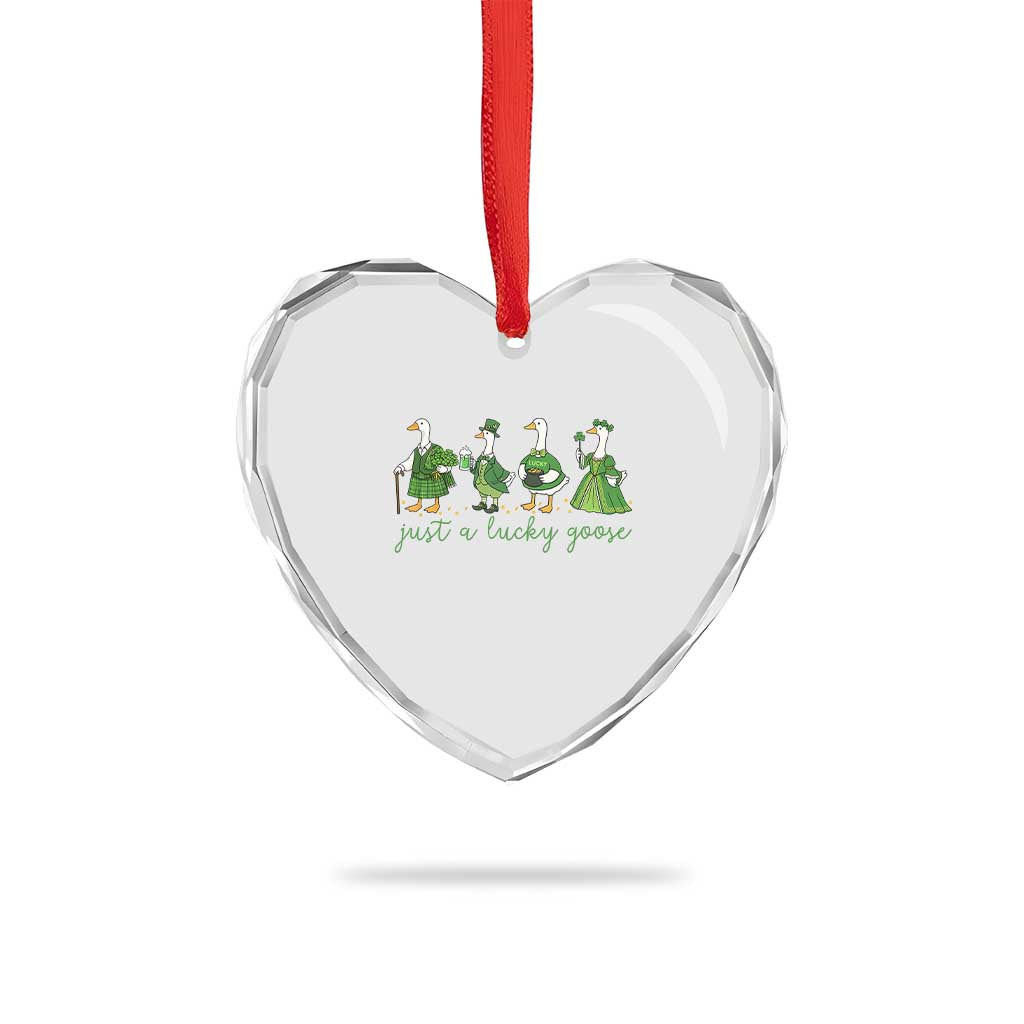 Just A Lucky Goose Heart Crystal Glass Ornament Funny St Patricks Day Irish Gift