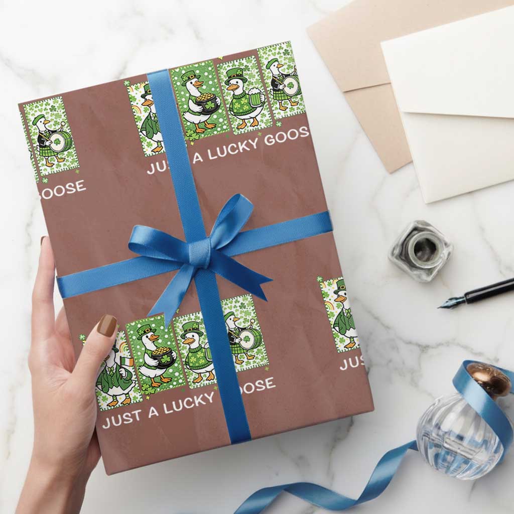Just A Lucky Goose Wrapping Paper Roll Funny Irish Crew St Patricks Day
