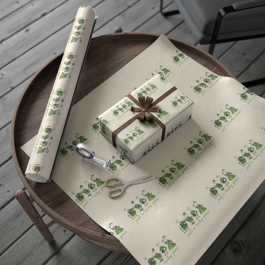 Just A Lucky Goose Wrapping Paper Roll Funny St Patricks Day Irish Gift