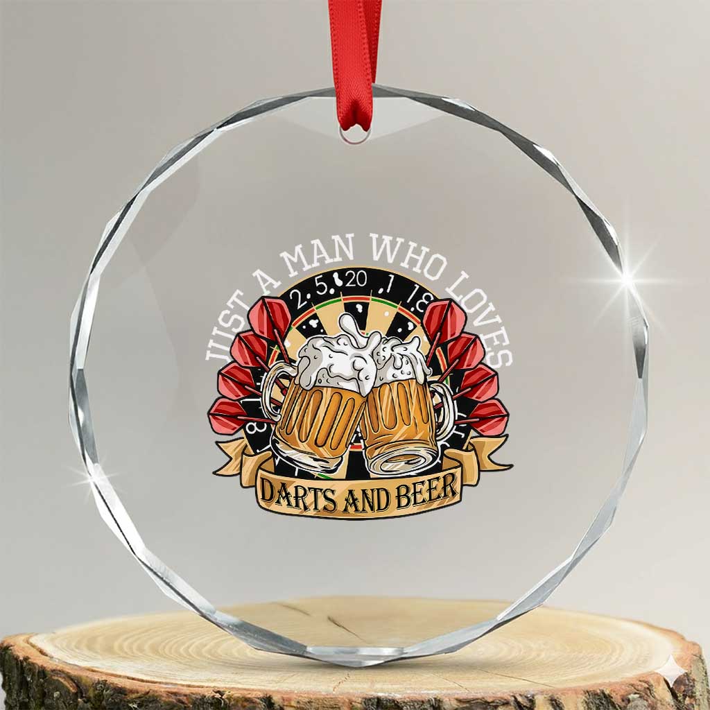 Just A Man Who Loves Darts And Beer Crystal Glass Ornament Funny Dart Player - Wonder Print Shop