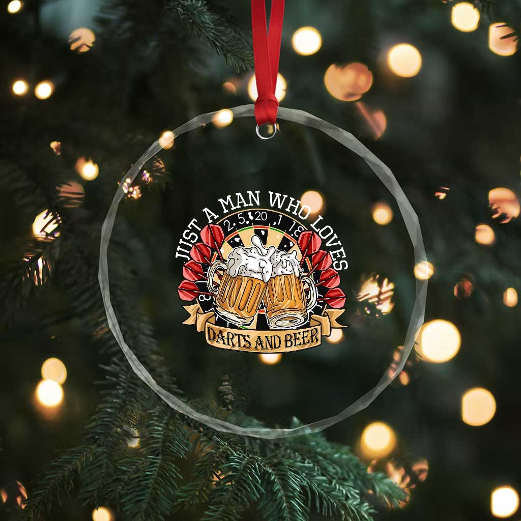 Just A Man Who Loves Darts And Beer Crystal Glass Ornament Funny Dart Player - Wonder Print Shop