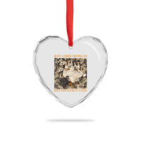 Just A Mom Trying To Keep Her Ducks In A Row Heart Crystal Glass Ornament Funny Duck Mom