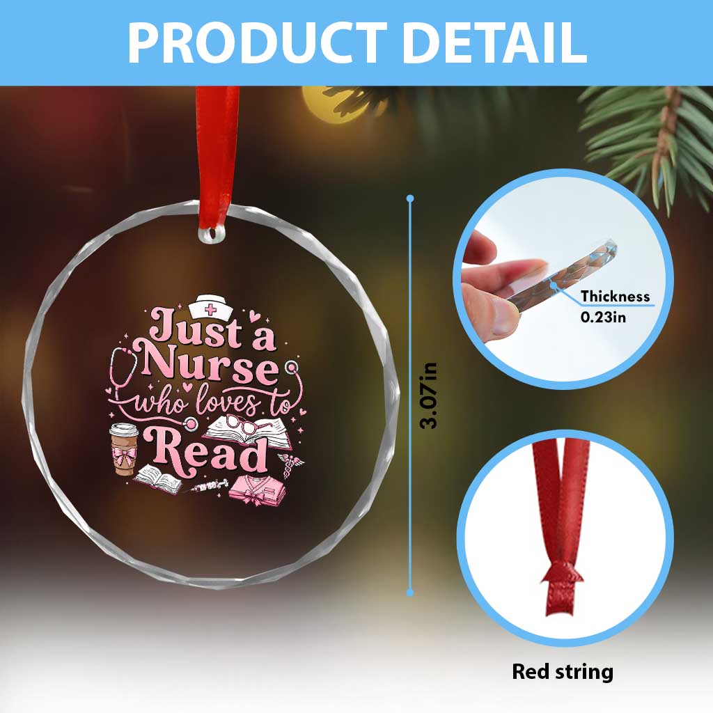 Just A Nurse Who Loves Reading Crystal Glass Ornament Book Lover Nurse