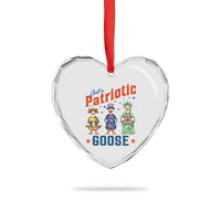 Just A Patriotic Goose Heart Crystal Glass Ornament Funny Freedom Goose Patriotic
