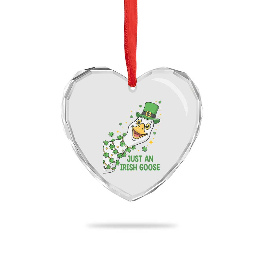 Just An Irish Goose Heart Crystal Glass Ornament Funny St Patricks Day