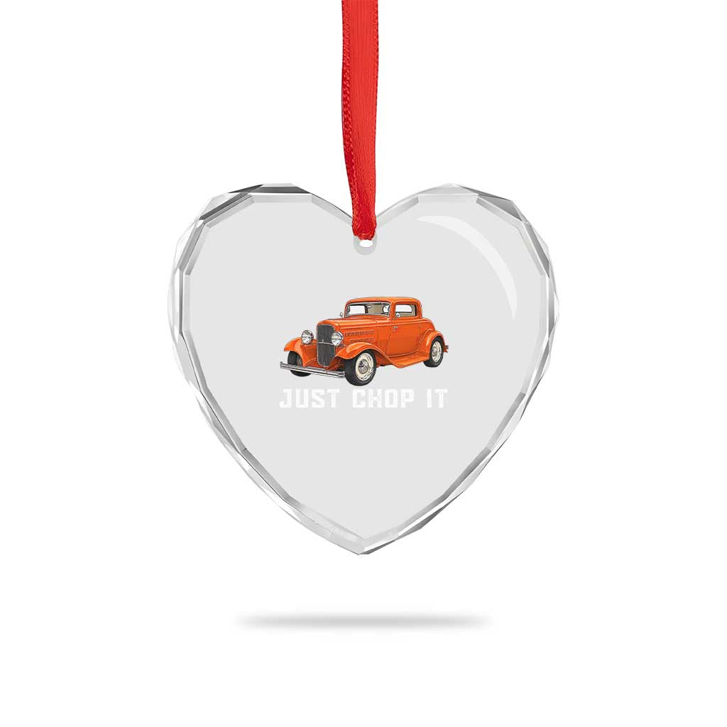 Just Chop It Heart Crystal Glass Ornament 1932 American Classic Hotrod