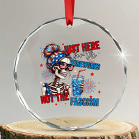 Just Here For The Fireworks Not The Fascism Crystal Glass Ornament Funny Skeleton 4th of July