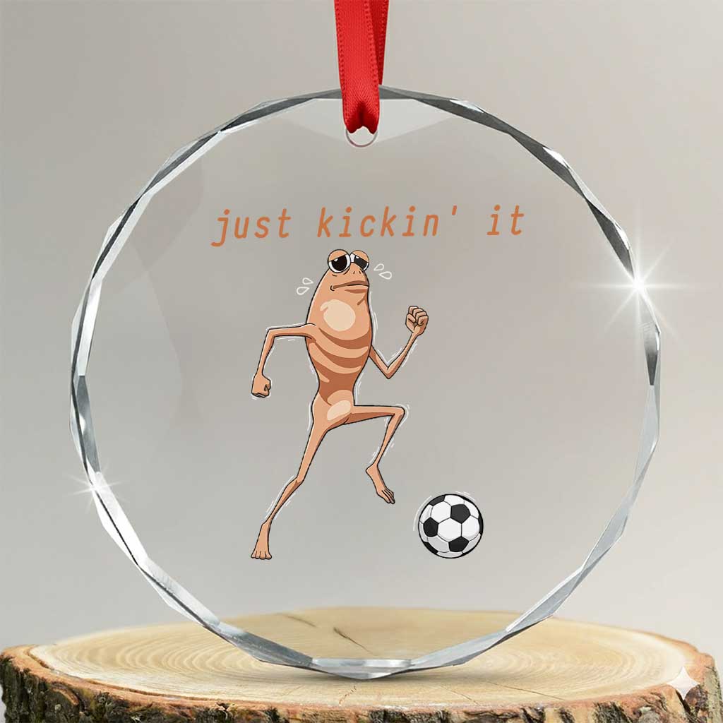 Just Kickin It Crystal Glass Ornament Funny Marcus The Worm Soccer Meme