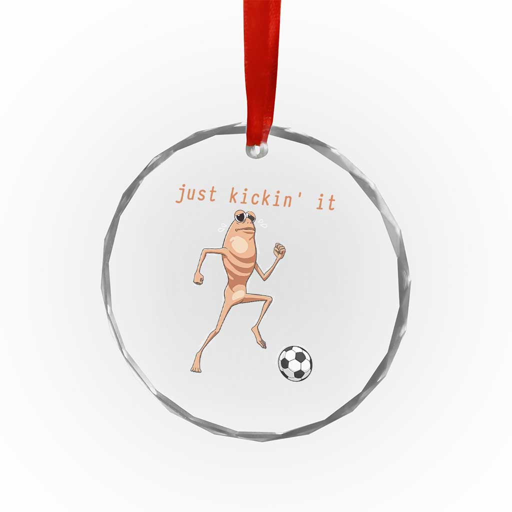 Just Kickin It Crystal Glass Ornament Funny Marcus The Worm Soccer Meme
