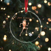 Just Kickin It Crystal Glass Ornament Funny Marcus The Worm Soccer Meme