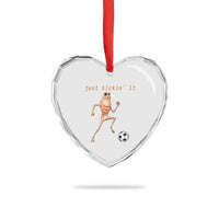 Just Kickin It Heart Crystal Glass Ornament Funny Marcus The Worm Soccer Meme