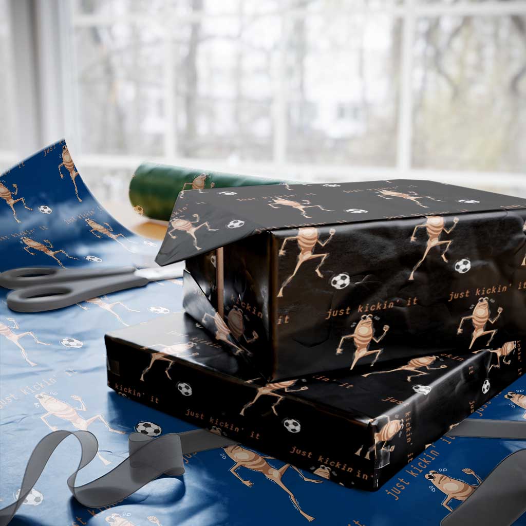 Just Kickin It Wrapping Paper Roll Funny Marcus The Worm Soccer Meme