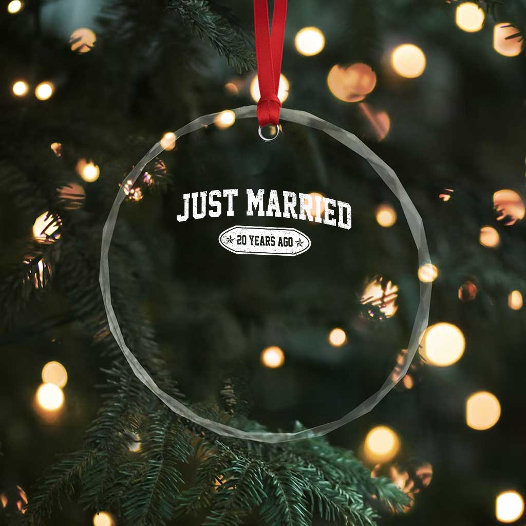 Just Married 20 Years Ago Crystal Glass Ornament 20th Wedding Anniversary Matching