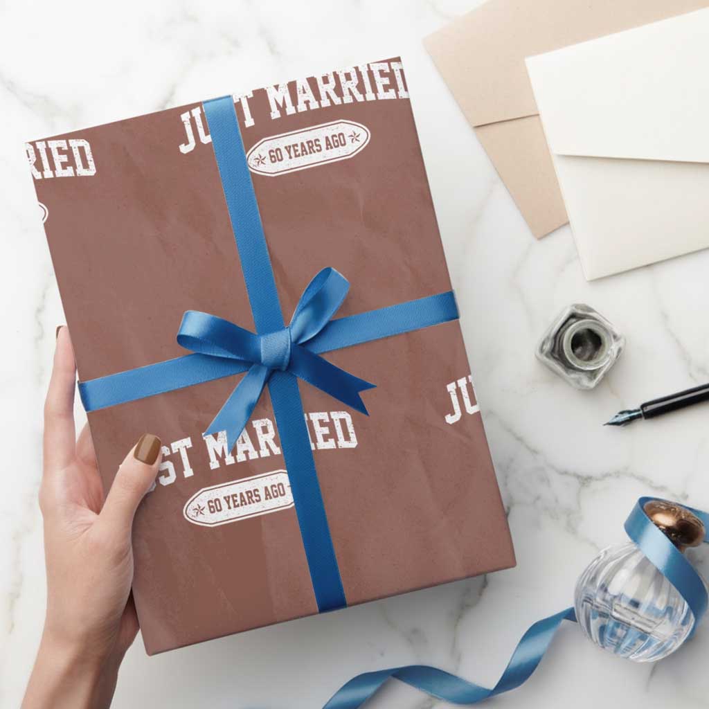 Just Married 60 Years Ago Wrapping Paper Roll 60th Wedding Anniversary Matching