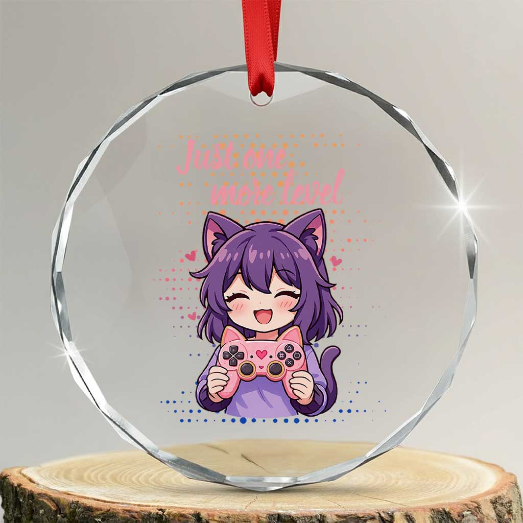 Just One More Game Crystal Glass Ornament Cute Girl Playing Game Humor Gift - Wonder Print Shop