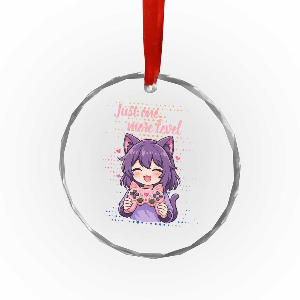 Just One More Game Crystal Glass Ornament Cute Girl Playing Game Humor Gift - Wonder Print Shop