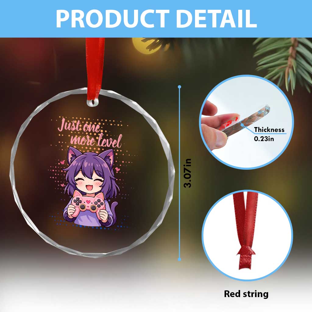 Just One More Game Crystal Glass Ornament Cute Girl Playing Game Humor Gift - Wonder Print Shop