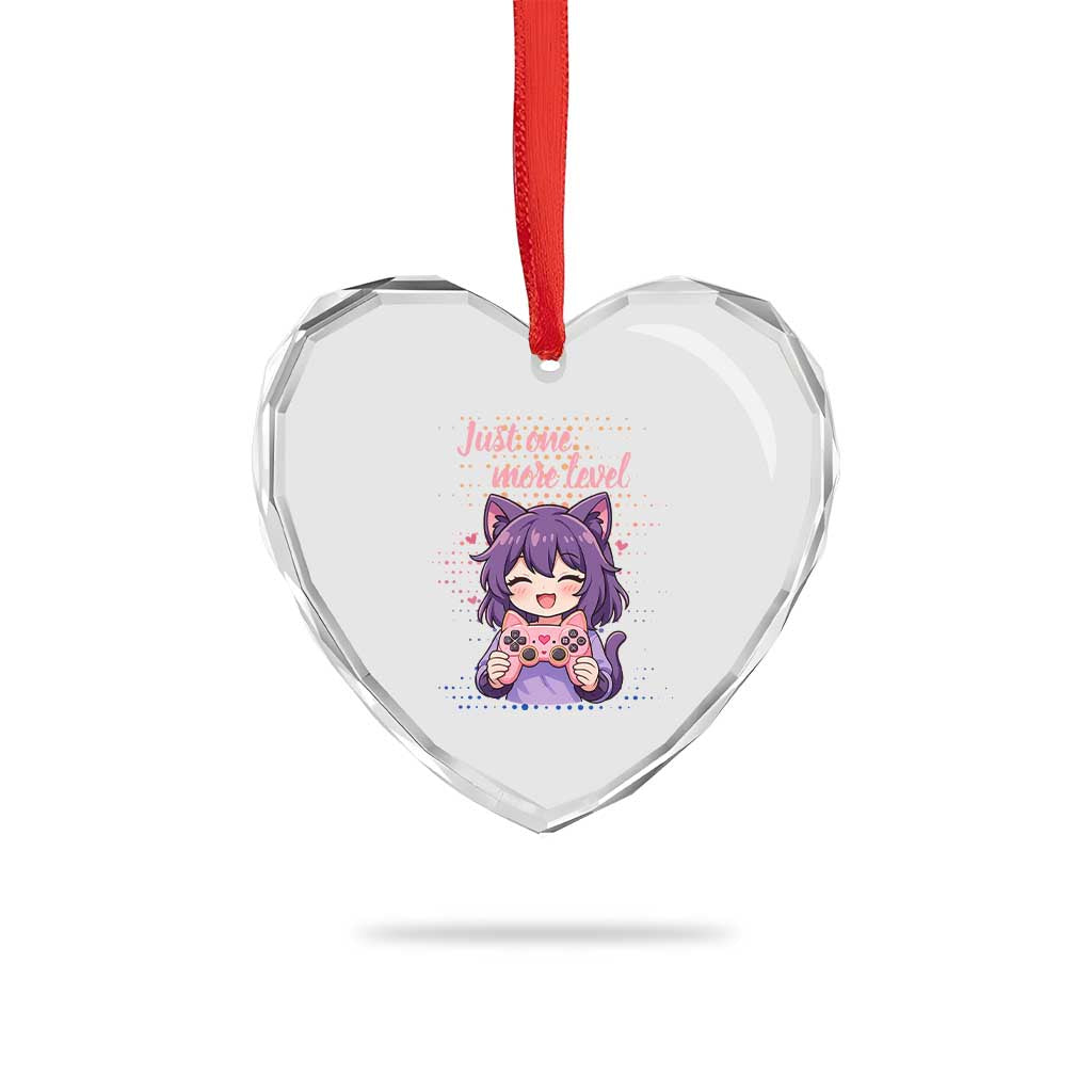 Just One More Game Heart Crystal Glass Ornament Cute Girl Playing Game Humor Gift - Wonder Print Shop