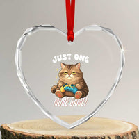 Just One More Game Heart Crystal Glass Ornament Funny Lazy Cat Playing Video Game - Wonder Print Shop