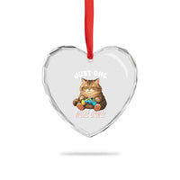 Just One More Game Heart Crystal Glass Ornament Funny Lazy Cat Playing Video Game - Wonder Print Shop
