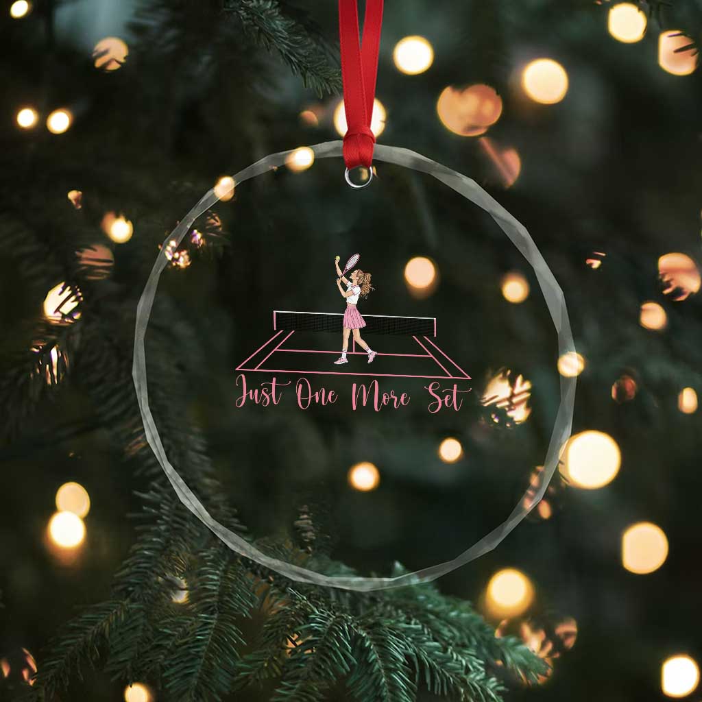 Just One More Set Crystal Glass Ornament Funny Tennis Player Gift For Women - Wonder Print Shop