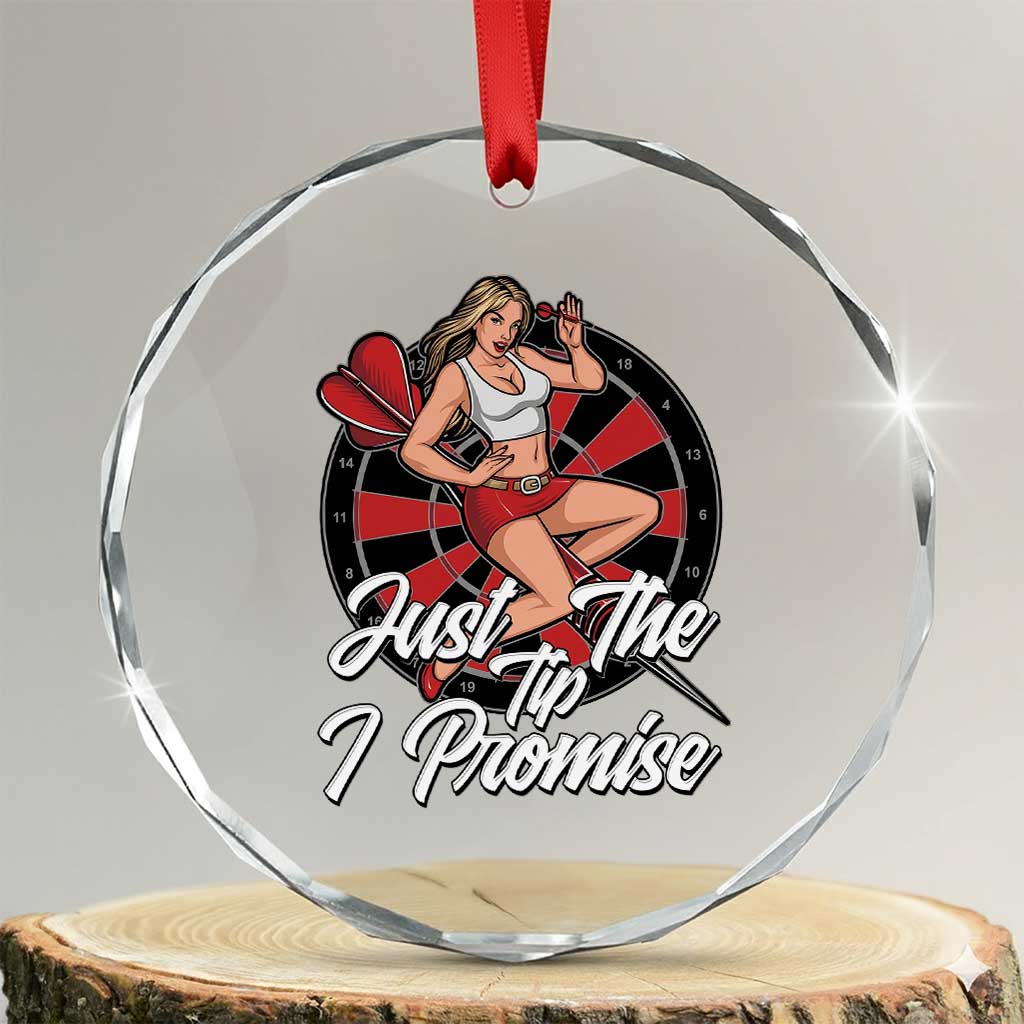 Just The Tip I Promise Crystal Glass Ornament Sexy Pin Up Girl Dartist Gift - Wonder Print Shop