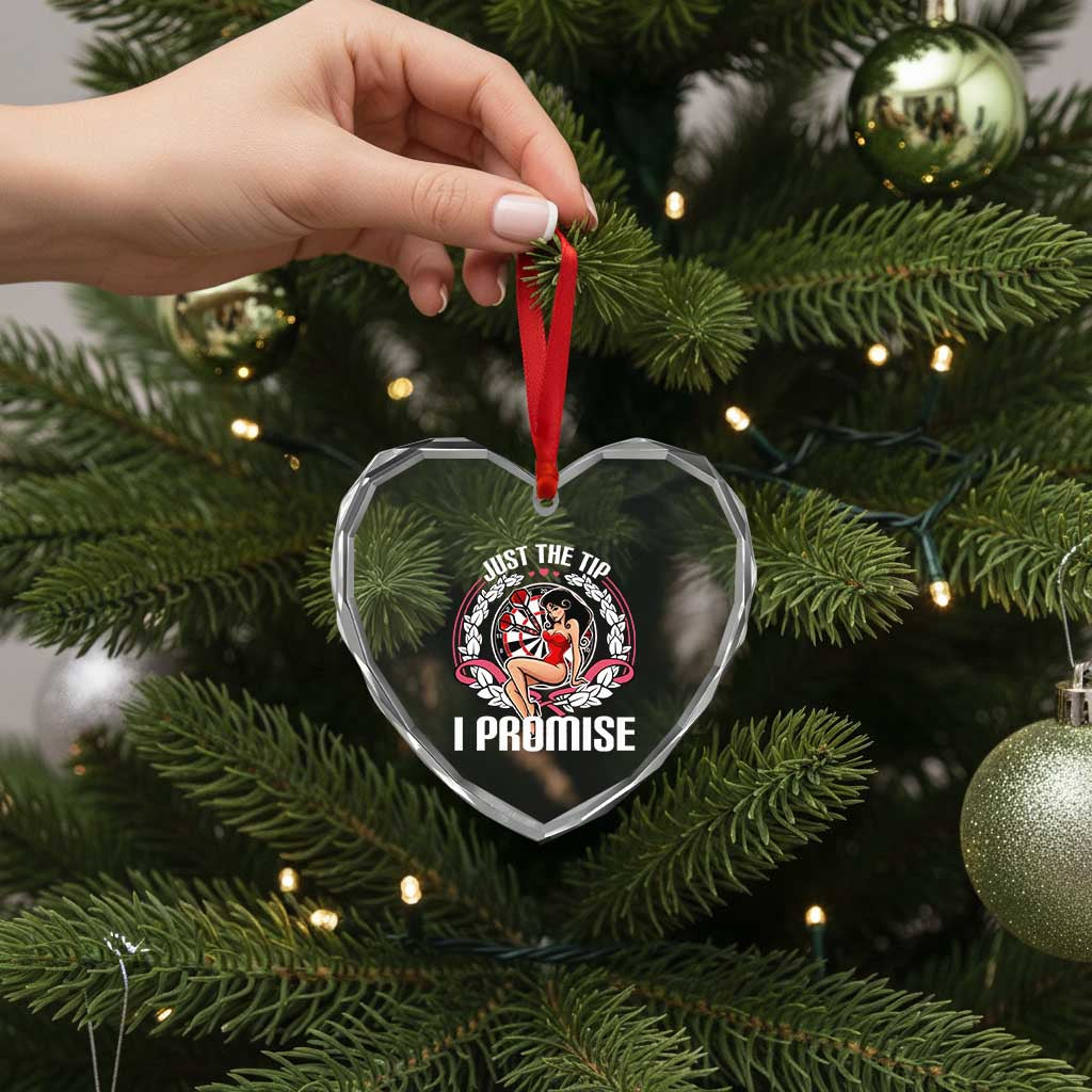 Just The Tip I Promise Heart Crystal Glass Ornament Funny Dart Player Quote For Pub Fans - Wonder Print Shop