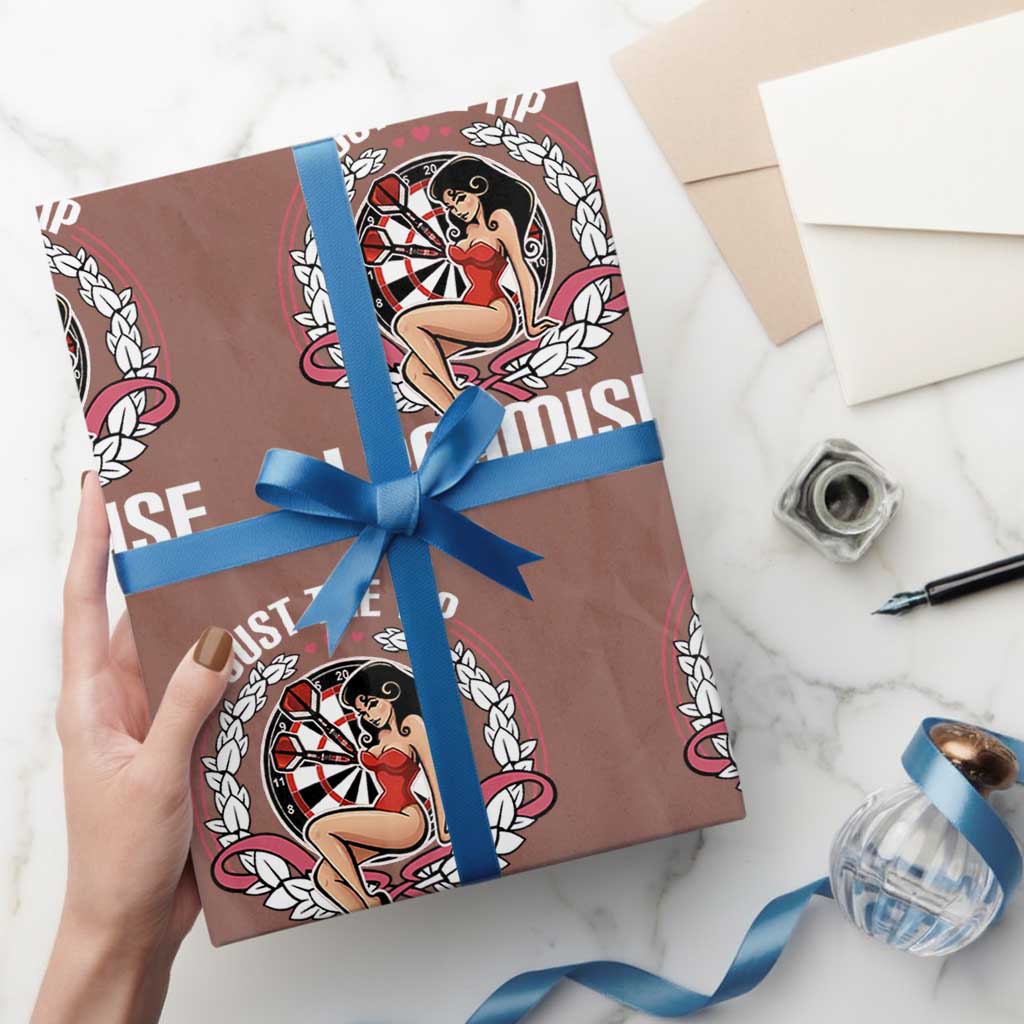 Just The Tip I Promise Wrapping Paper Roll Funny Dart Player Quote For Pub Fans - Wonder Print Shop
