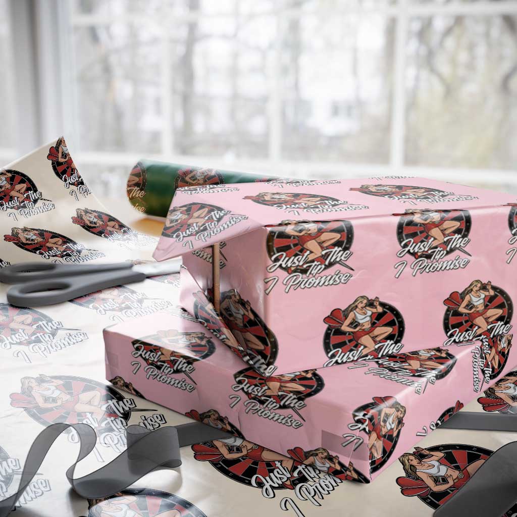 Just The Tip I Promise Wrapping Paper Roll Sexy Pin Up Girl Dartist Gift - Wonder Print Shop