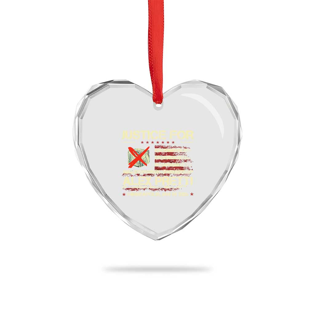 Justice for Alex Pretti Abolish Ice Protest Heart Crystal Glass Ornament Minneapolis Jan 24 2026 American Flag