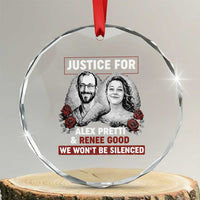 Justice for Alex Pretti and Renee Good Crystal Glass Ornament We Won’t Be Silenced Minnesota Resistance Protest