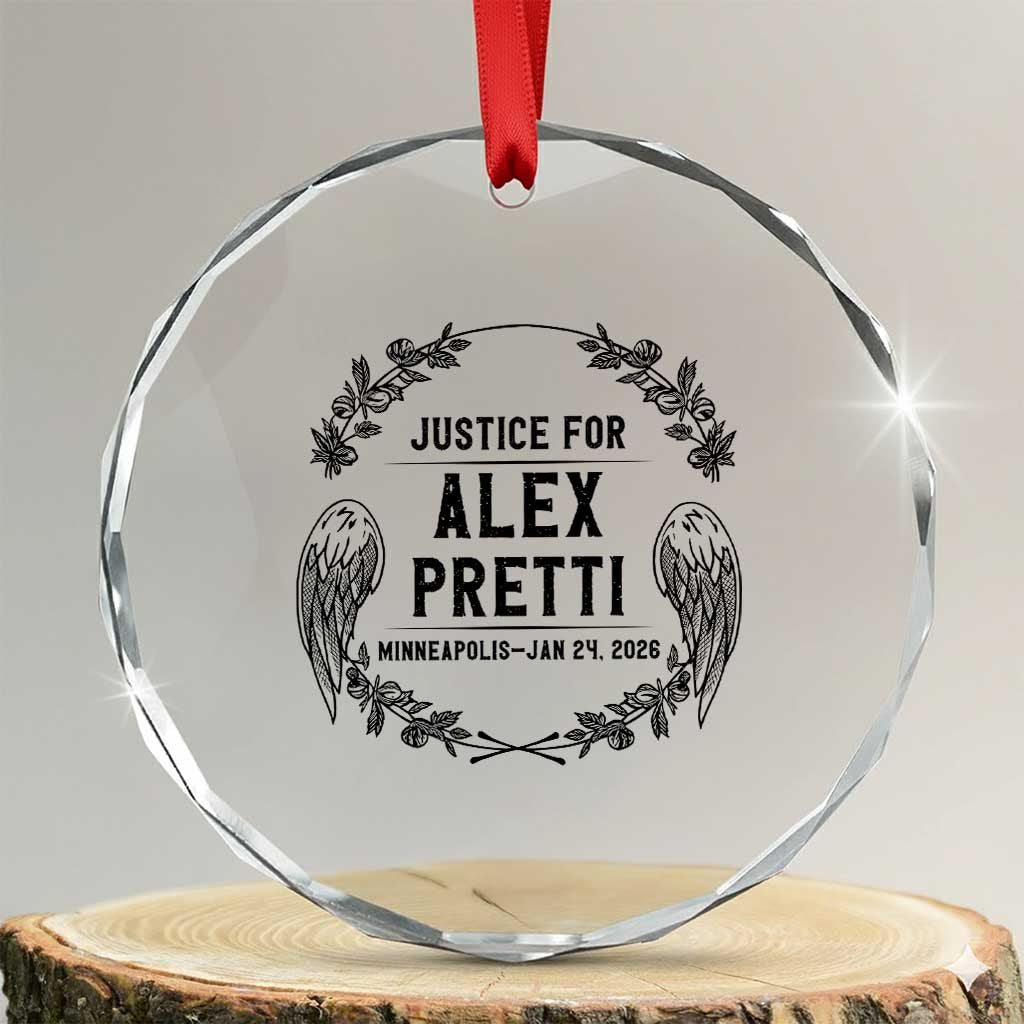 Justice for Alex Pretti Crystal Glass Ornament Minneapolis January 24 2026 Tribute Memorial Wreath
