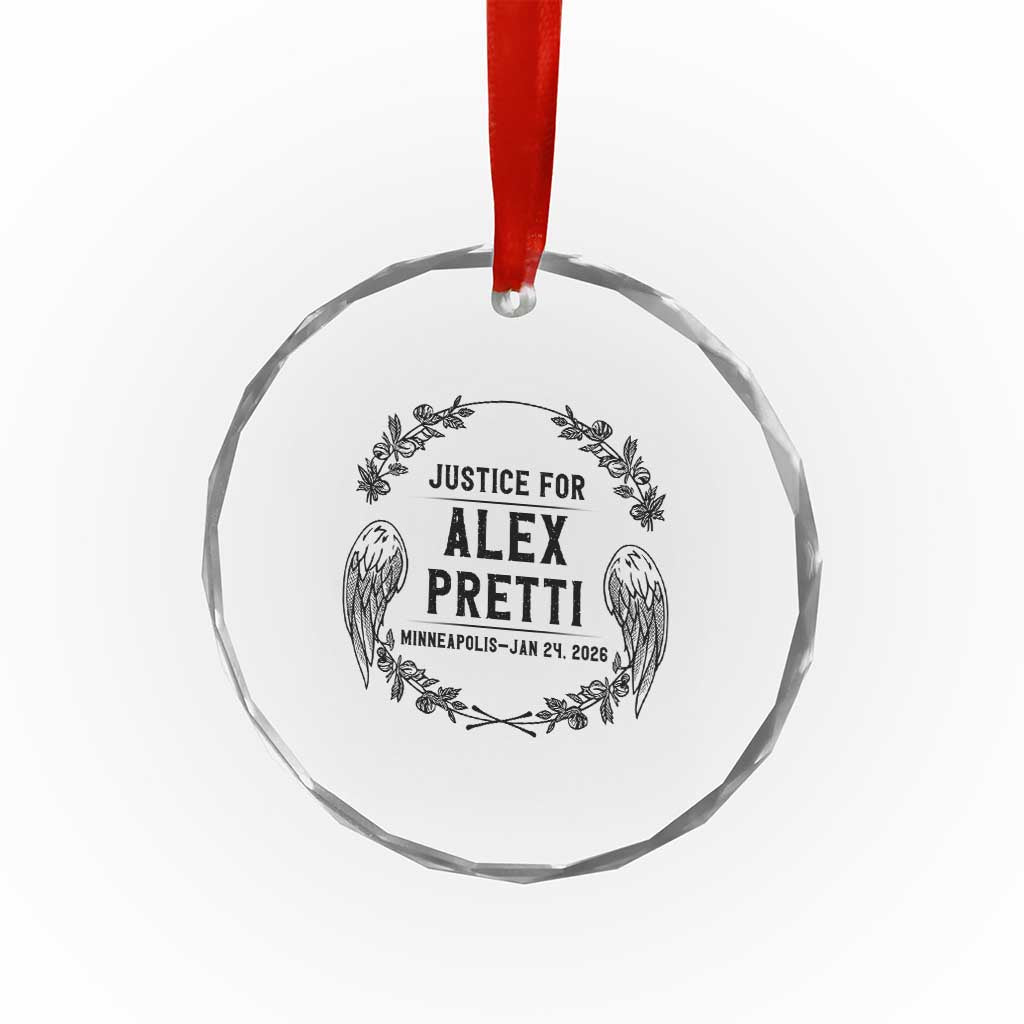 Justice for Alex Pretti Crystal Glass Ornament Minneapolis January 24 2026 Tribute Memorial Wreath
