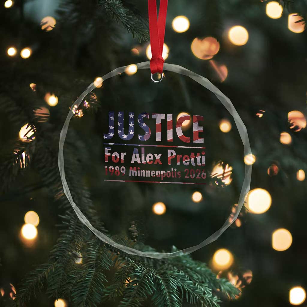 Justice For Alex Pretti Crystal Glass Ornament Minneapolis MN Tribute Gift