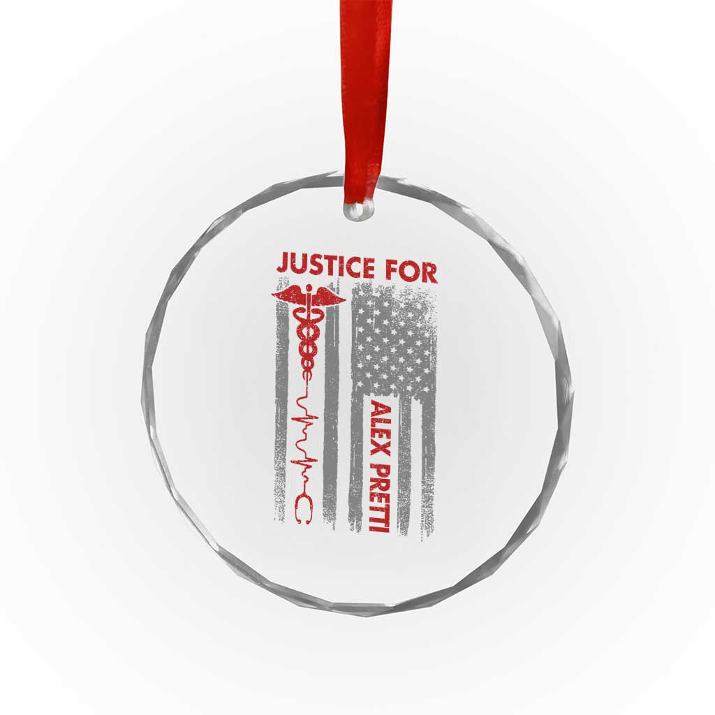 Justice For Alex Pretti Crystal Glass Ornament Minneapolis Tribute 2026 ICU Nurse American Flag
