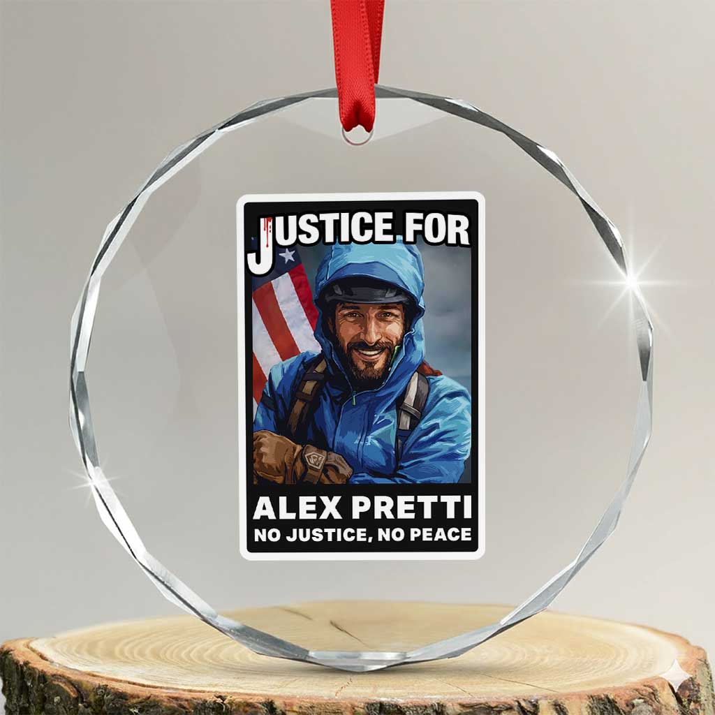 Justice For Alex Pretti Crystal Glass Ornament Minneapolis USA Support Gift