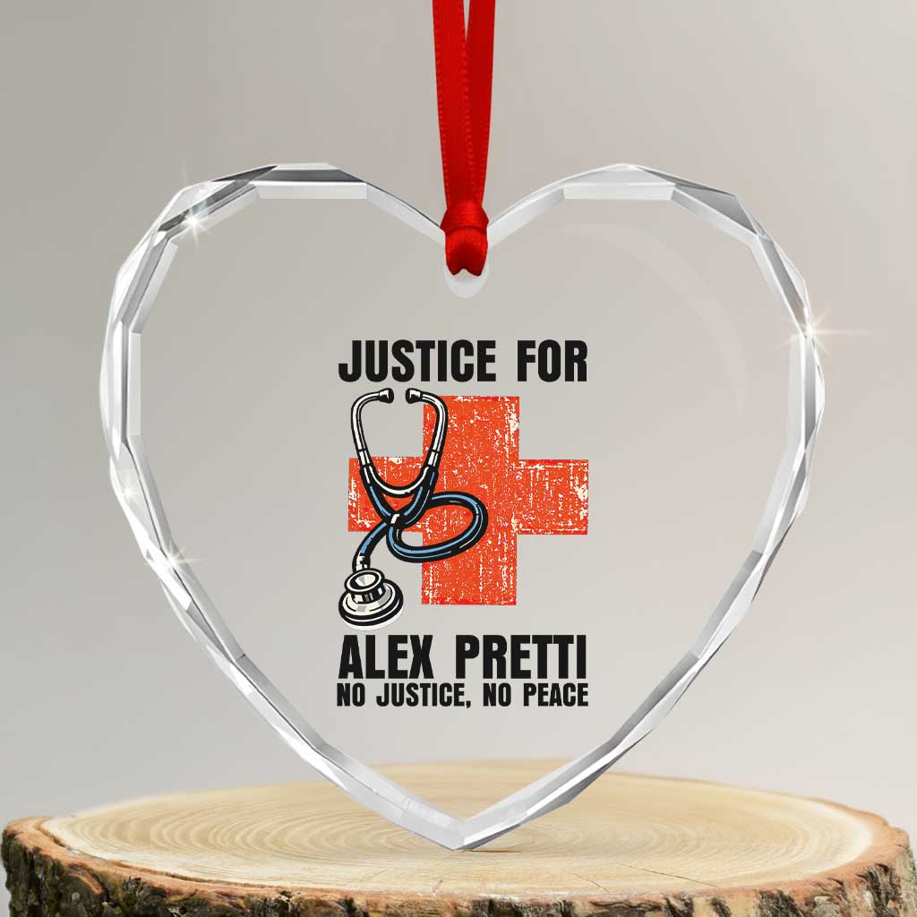 Justice For Alex Pretti Heart Crystal Glass Ornament Minneapolis Support Gift