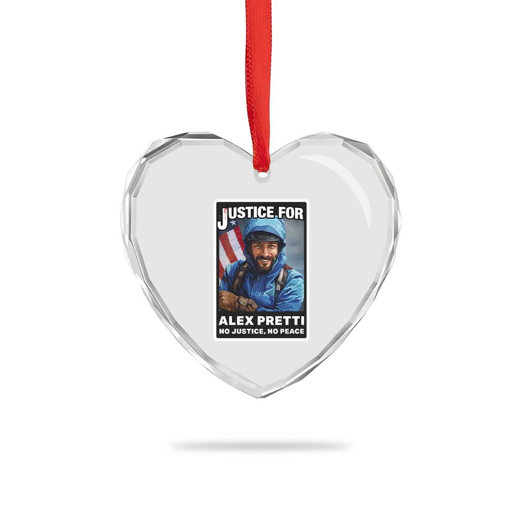 Justice For Alex Pretti Heart Crystal Glass Ornament Minneapolis USA Support Gift