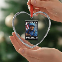 Justice For Alex Pretti Heart Crystal Glass Ornament Minneapolis USA Support Gift