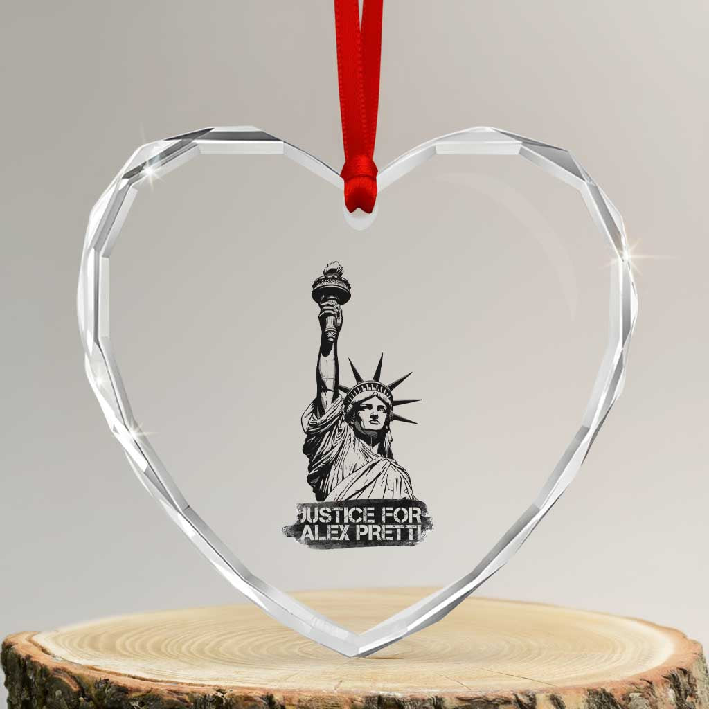 Justice For Alex Pretti Heart Crystal Glass Ornament Statue Of Liberty Support Gift