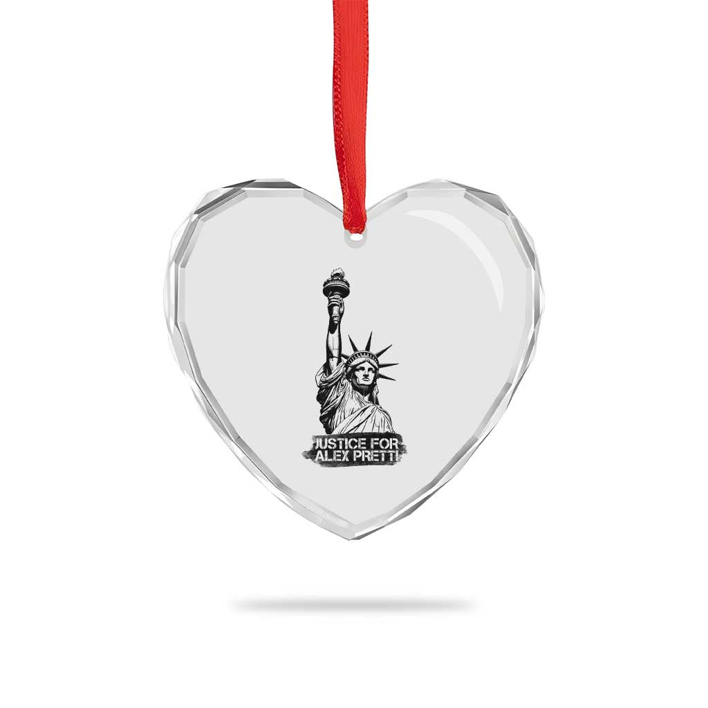Justice For Alex Pretti Heart Crystal Glass Ornament Statue Of Liberty Support Gift