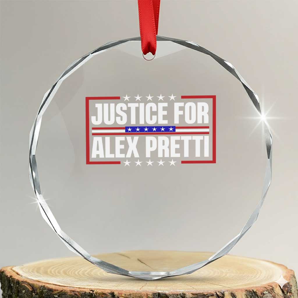 Justice for Alex Pretti Patriotic Crystal Glass Ornament Minneapolis Jan 24 2026 Memorial Red White and Blue