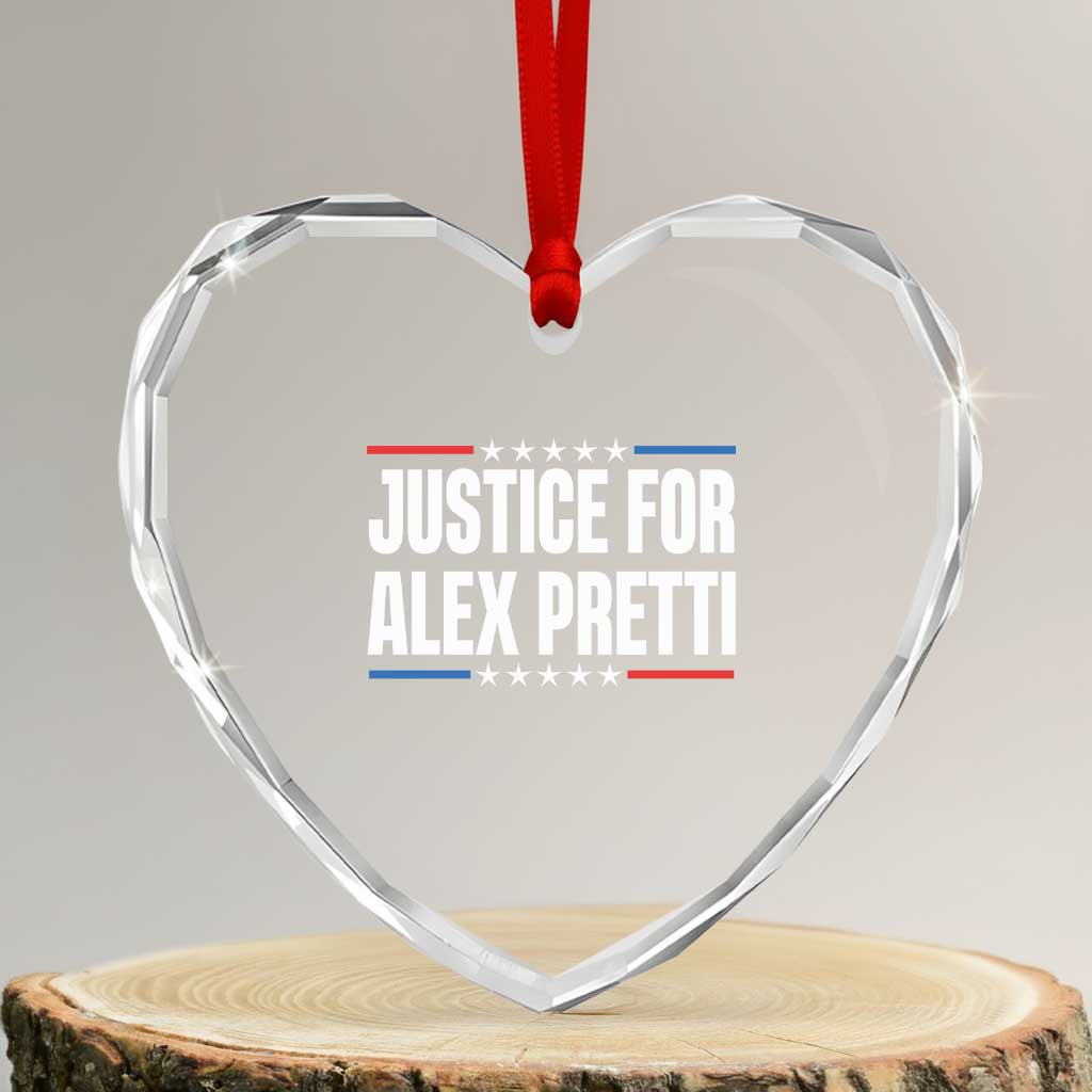 Justice for Alex Pretti Patriotic Heart Crystal Glass Ornament Minneapolis Jan 24 2026 Memorial Tribute