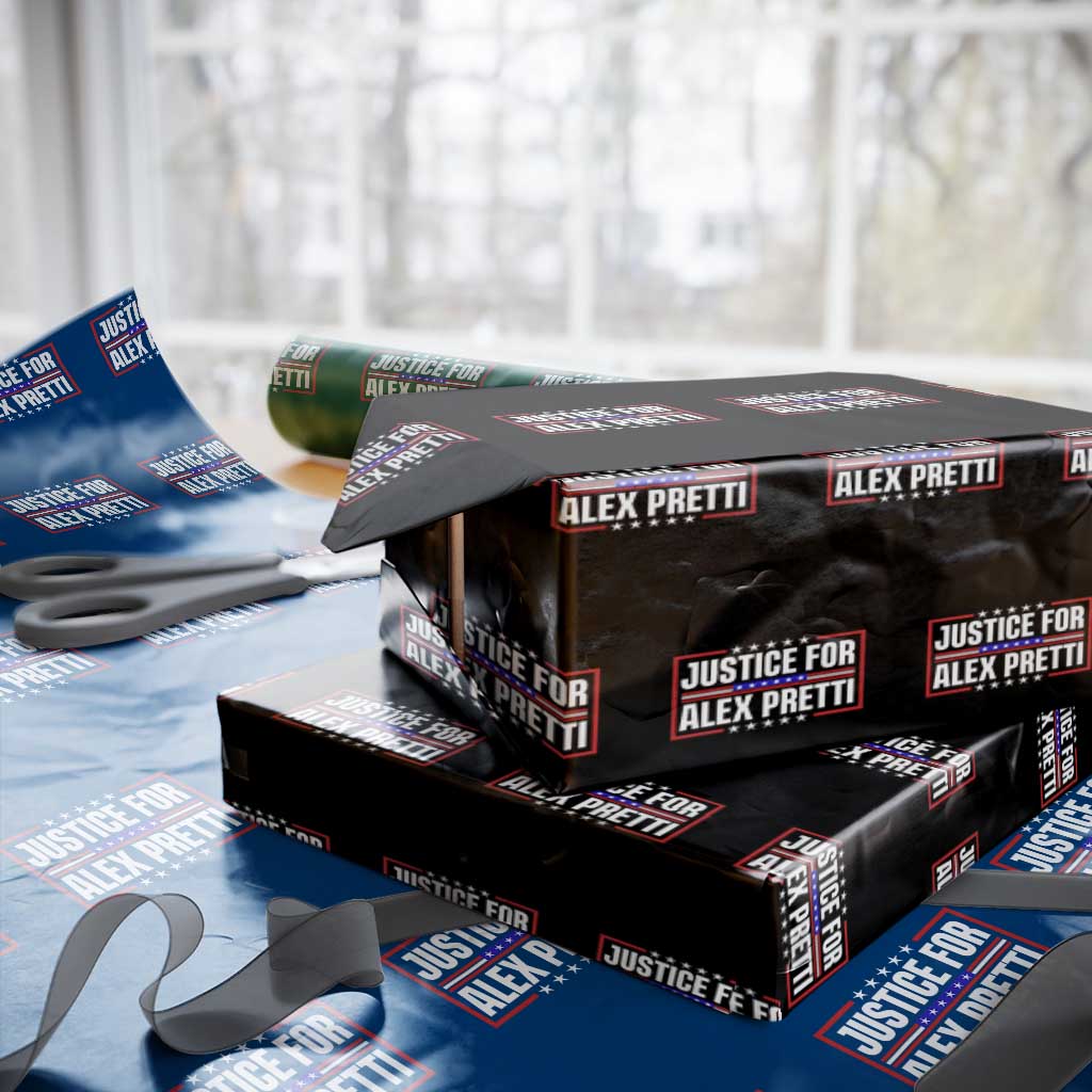 Justice for Alex Pretti Patriotic Wrapping Paper Roll Minneapolis Jan 24 2026 Memorial Red White and Blue