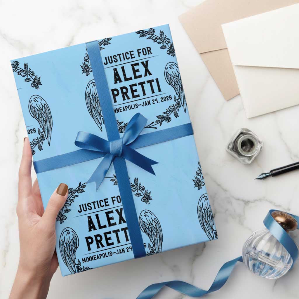 Justice for Alex Pretti Wrapping Paper Roll Minneapolis January 24 2026 Tribute Memorial Wreath