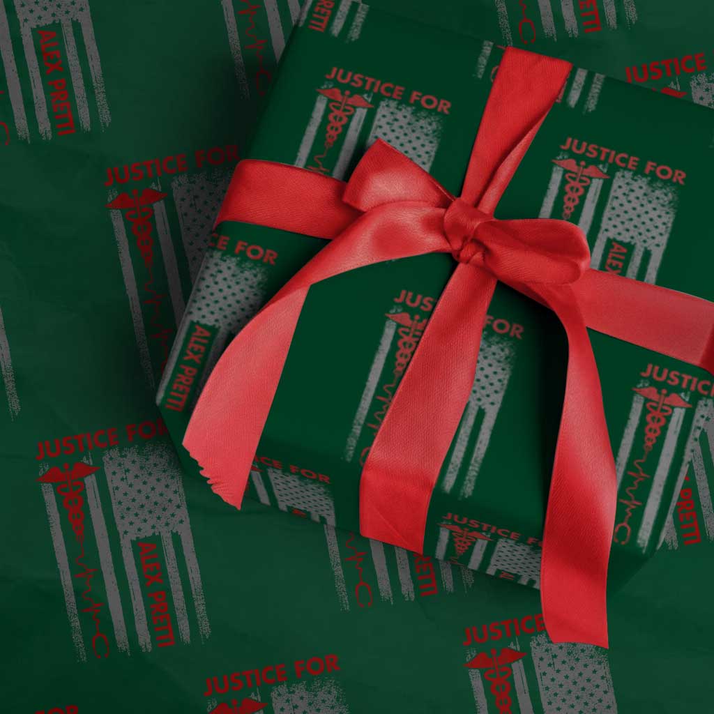 Justice For Alex Pretti Wrapping Paper Roll Minneapolis Tribute 2026 ICU Nurse American Flag
