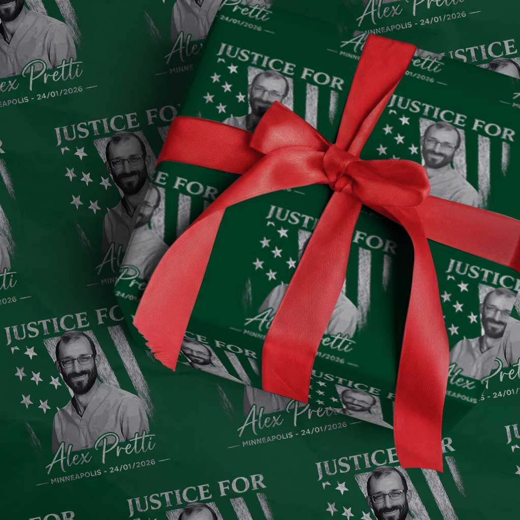 Justice For Alex Pretti Wrapping Paper Roll Minneapolis Tribute 2026 Vintage American Flag