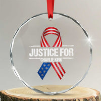 Justice For Charlie Kirk Crystal Glass Ornament Patriotic Tribute Human Rights Activist - Wonder Print Shop