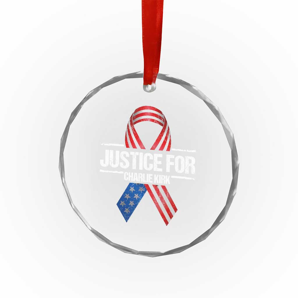 Justice For Charlie Kirk Crystal Glass Ornament Patriotic Tribute Human Rights Activist - Wonder Print Shop